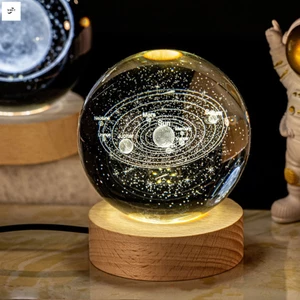 Đèn ngủ bóng pha lê Galaxy Cloud có đế gỗ để trang trí văn phòng phòng phòng khách 6cm