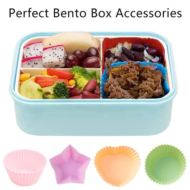 CyinYP 4 Bộ chia hộp cơm trưa bằng silicon, Bộ chia hộp cơm trưa Bento dành cho trẻ em Phụ kiện ăn trưa vinh quang