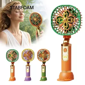 Quạt bỏ túi STABFOAM, Quạt nhỏ cầm tay Mini cầm tay, Retro có giá đỡ điện thoại Quạt điện sạc USB