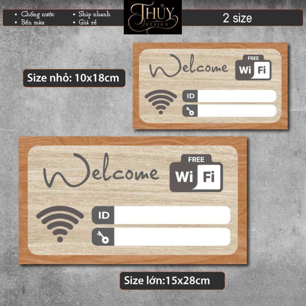 Decal Bóc Dán Biển Báo Wifi chống nước dán trang trí tường, dán quán trà sữa, cà phê, quán ăn