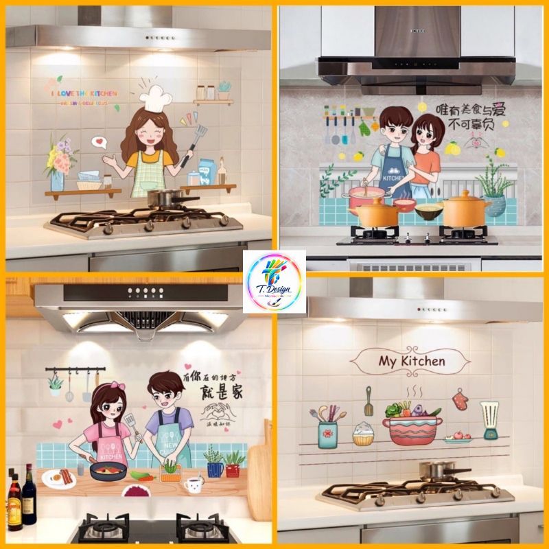 Decal dán bếp cách nhiệt, chống dầu mỡ, kích thước 60x90cm, bảo vệ tường bếp hiệu quả.