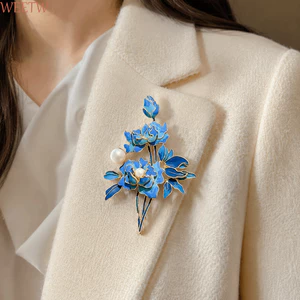 WEETW Cloisonne Trâm Cài, Phong Cách Nhẹ Hoa Mẫu Đơn Sang Trọng Corsages, Tính Khí Ngọc Trai Quần Áo Phụ Kiện Hoa Thanh Lịch Huy Hiệu Pin Phụ Kiện Thời Trang Nữ