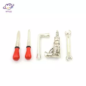 HFTOY 5 chiếc Bộ dụng cụ cầm tay kim loại thu nhỏ tỷ lệ 1: 12 Phụ kiện nhà búp bê ~