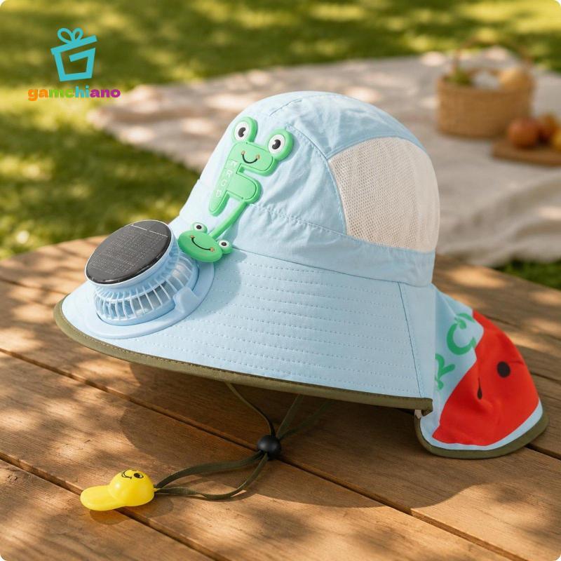 Mũ chống nắng trẻ em Dây đeo cằm có thể điều chỉnh Mũ xô vành rộng cho bé trai bé gái Bảo vệ mùa hè bên ngoài