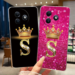 Vỏ Cho Itel S24 4G Vỏ Điện Thoại S6.67LN Vương Miện Thời Trang Chữ Cái Ban Đầu Trong Suốt Silicon Mềm Jelly Ốp Lưng Cho Itel S24 Vỏ