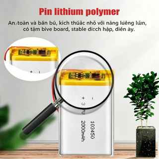 103450 3.7V 2000mAh Polymer Lithium Sạc Pin Jst PH 2.0mm 2pin Cắm Cho Camera GPS Navigator MP5 Tai Nghe Bluetooth