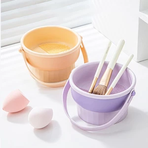 Bàn chải mỹ phẩm Bát làm sạch có tay cầm Bàn chải trang điểm Giặt khô Hộp sắp xếp dụng cụ làm đẹp