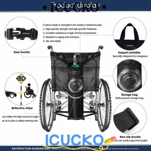 ICUCKO Hộp đựng bình oxy Túi vận chuyển bền bỉ Túi đựng xi lanh xe lăn có thể điều chỉnh