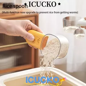 Muỗng Cơm Nhà Bếp ICUCKO, Có Cân Chống Ẩm Và Côn Trùng Thìa Thực Phẩm Gia Đình, Hạt PET Đa Năng Đào Mì Muỗng