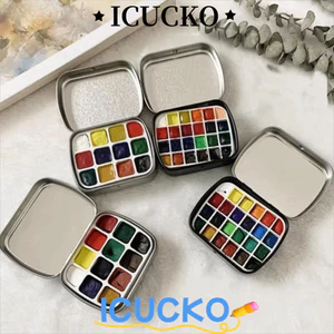 Hộp thiếc màu nước ICUCKO, Hộp thiếc màu nước rỗng cầm tay Mini, bền 12 / 24 lưới màu nước Bảng màu sơn Đồ dùng nghệ thuật
