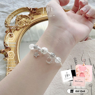Vòng Tay Nữ Đá Năng Lượng Moonstone Lắc Tay Charm Mặt Trăng Thu Hút Năng Lượng Tự Điều Chỉnh Size Dành Cho Nàng