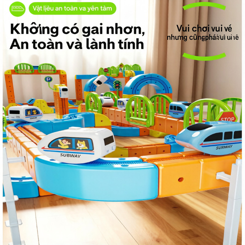Đồ Chơi đường Ray Xe Lửa Từ Tính – Bộ 91/127 Mảnh, Xe Lửa điện Tự Lắp Ráp, Cube Track Phát Triển Trí Tuệ Cho Bé