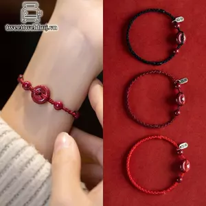 Tweeduj Handmade Luy Cinnabar Dây Đỏ Ping Bule Hạt Vòng Tay Dành Cho Nữ Vintage Phong Cách Trung Hoa Vòng Tay Trang Sức Quà Tặng Sinh Nhật VN