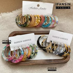 Bộ Bông Tai Mặt Dây Chuyền Vòng IFANSIN, Bông Tai Ten Thả Hình Con Báo Hình Chữ C, Bông Tai Phóng Đại Tròn Trang Sức