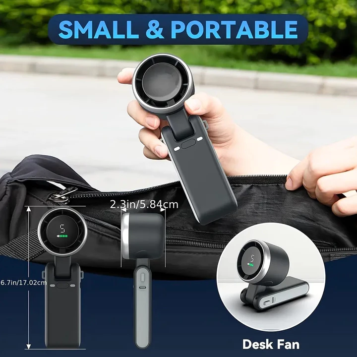 Quà tặng mùa hè Quạt Turbo cầm tay di động, Quạt chạy bằng pin 3600mAh 5 tốc độ, Quạt chạy bằng USB, Quạt sạc 3 trong 1 có quạt USB làm mát Air Turbo  – 5