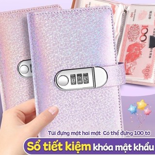 Sổ tiết kiệm đựng tiền lấp lánh độc đáo công cụ hỗ trợ tiết kiệm khóa tiện lợi an toàn quà nghĩa