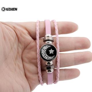 KUZHEN 2 Chiếc Dạ Quang Cặp Đôi Vòng Tay Mặt Trăng Mặt Trời Có Thể Điều Chỉnh Bện Vòng Tay Tình Bạn Thời Trang Lãng Mạn Trang Sức Quà Tặng Sinh Nhật HOT