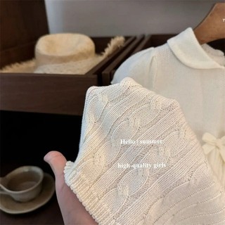 Bé Gái Preppy Phong Cách Thêu Cổ Búp Bê Dễ Thương Dệt Kim Đầm Công Chúa Bé Gái Mùa Hè Mỏng Dệt Kim Đầm