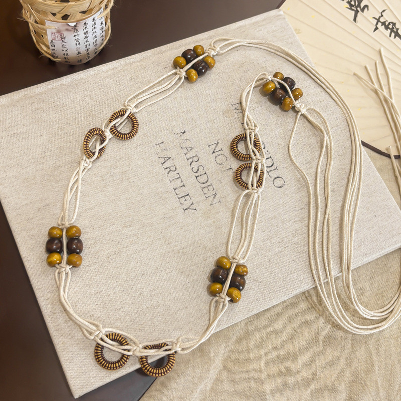 2026 Phong Cách Mới Phong Cách Bohemian Thắt Lưng Phong Cách Dân Tộc Dệt Tay Nhiều Màu Sắc Đính Hạt Dây Thắt Lưng Nữ