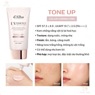 Kem chống nắng D’Alba SPF 50+ 50ml chống nước, chống mồ hôi, làm sáng da, làm mới, cường độ cao