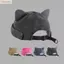 Mũ không vành OUSXA, Mũ trùm đầu tai mèo màu trơn cũ đã giặt, Mũ beanie Unisex có thể điều chỉnh thoáng khí dễ thương dành cho nữ