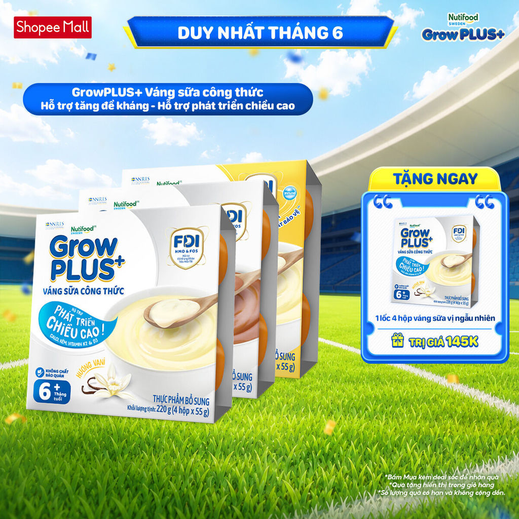 [SHIP HCM & HN] Combo mix 3 lốc GrowPLUS+ Váng sữa Sữa non Immunel Hỗ trợ tăng đề kháng& Cao lớn vượt trội (55g x12 hộp)