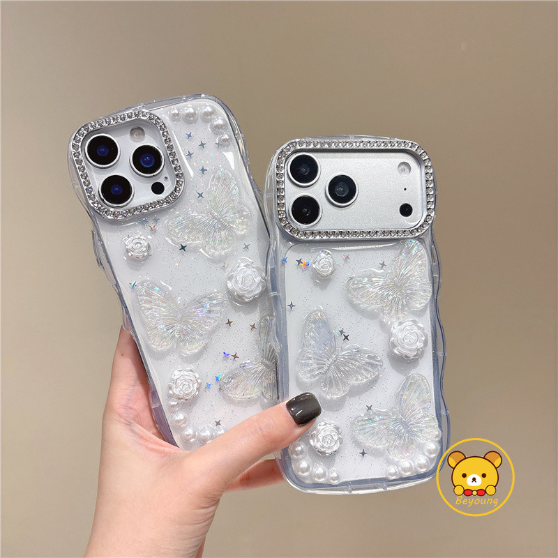 Vỏ Bướm Lấp Lánh Cho Vivo V70 ELite V60 V60E V50 V50E V40 V29 V29E S50 S30 Pro Mini X200 FE T4 Lite Pro T4X T4R T3 Ultra Cover Vỏ Điện Thoại Sóng Khung Kim Cương Sáng Dễ Thương