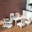 Mô hình xe đẩy thực phẩm, bàn ghế nhựa tỷ lệ 1:12 cho nhà búp bê, đồ nội thất mini trang trí