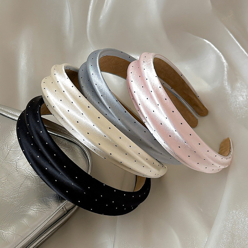 Băng đô nữ Satin Polka Dot Wide Hairbands Hàn Quốc