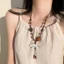 Retro Mới Phong Cách Trung Quốc Đính Hạt Vòng Cổ Bện Dài Dây Bện Nữ Cao Cấp