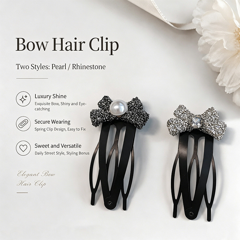 Kẹp Tóc Kim Cương Giả & Ngọc Trai Lấp Lánh Thanh Lịch, Chống Trượt An Toàn Giữ Bên Barrette Cho Nữ Kiểu Tóc Hàng Ngày & Tiệc