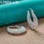 URMYLADY Bạc 925 Dệt Lưới Bông Tai Nữ Cưới Đính Hôn Thời Trang Quyến Rũ Trang Sức