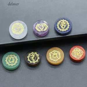 DELMER 7 Cái / bộ Reiki Chữa Bệnh Đá Quý, Thạch Anh Tím Trong Suốt Bảy Luân Xa Đá Pha Lê Tự Nhiên, Reiki Chữa Bệnh Bộ Sodalite Tròn Yoga Đá Giáng Sinh