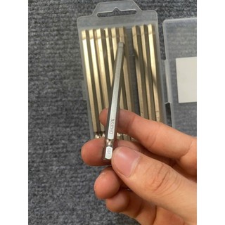 Mũi lục giác từ tính dài 100mm BROPPE | Đầu vặn ốc lục giác nam châm trợ lực thép S2 siêu bền lục giác chân 6.35