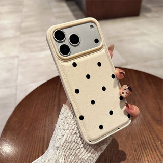 Túi đựng trống họa tiết da Vỏ dày Thích hợp cho iPhone 17 Pro Max 13 Pro 11 Pro XS 15 Pro Max 12 14 ProMax 8 Plus 16 ProMax Chấm bi nhỏ Thời trang Chống va đập