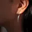 PNPIA- Hợp Kim Đơn Giản Cánh Dài Stud Tính Khí Bông Tai Lông Vũ Hình Cánh Bạc Elf Tai Vòng Tai Phụ Kiện Trang Sức Quà Tặng