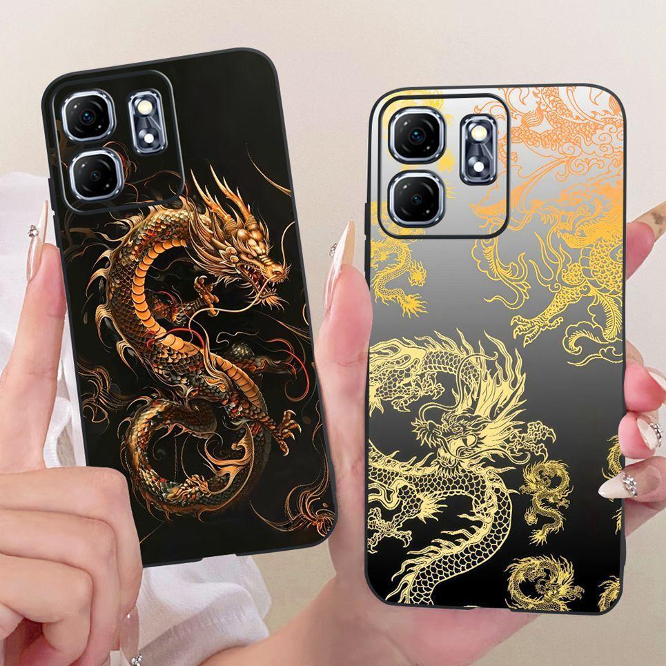 Vỏ Điện Thoại Mềm Màu Đen Cho Infinix Hot 50i 4G Smart 9 9HD Ốp Lưng Hoạt Hình Mát Mẻ Rồng Sư Tử Hổ In Ốp Lưng Silicon