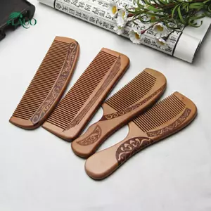 Springevenstar Đào Tự Nhiên Woodb Đóng Răng Chống Tĩnh Điện Đầu Massage Tóc HealthTools Springevenstar