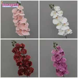 BORAGETE Mô Phỏng Hoa, 9 Đầu Cảm Ứng Thực Vật Nhân Tạo Bướm Phong Lan, Dây Sắt Sống Động Như Thật Bên Trong Lót 98cm Hoa Lụa Trang Trí Nhà Cửa