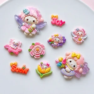 Set Charm Công Chúa Hoa Pastel Dễ Thương Phong Cách Kẹo Ngọt Gắn Dép Trang Trí Phụ Kiện Resin Mini Xinh Xắn