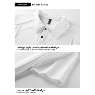 Plus Size Nam Phong Cách Đại Học Thoáng Khí Casual Đường May Chi Tiết Áo Polo Quá Khổ