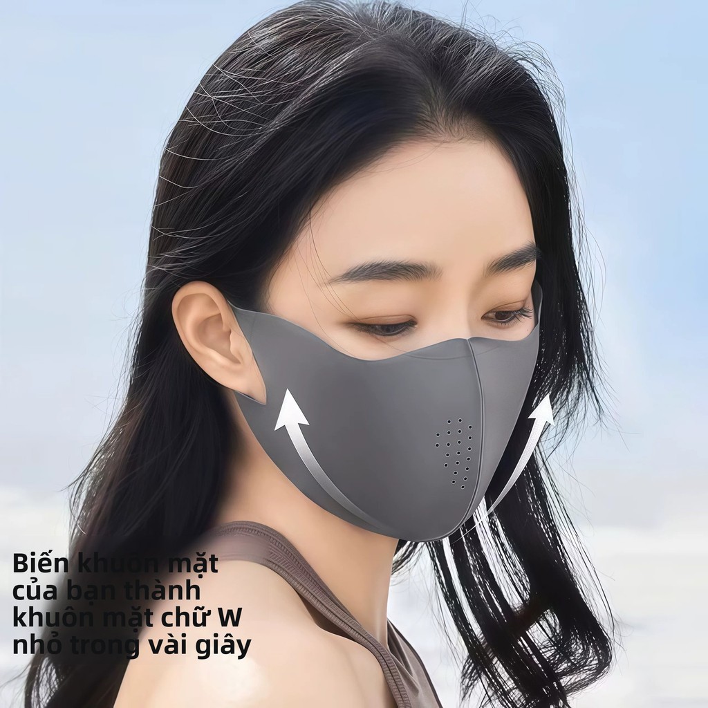 Mặt nạ chống nắng nữ nhẹ thoáng khí, sử dụng chất liệu lụa băng, có chức năng chống tia cực tím, thích hợp cho việc đi xe máy mùa hè.