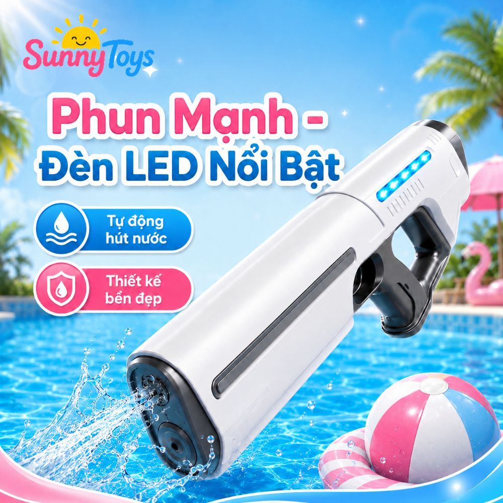 Đồ Chơi Phun Nước Tự Động SunnyToys - Tự Hút Nước, Có Đèn LED Cho Bé Vui Chơi Ngoài Trời
