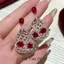 {Red Rhyme Zhuhua} Mới Phong Cách Trung Hoa Nhấp Nháy Full Kim Cương Rỗng Rắn Bầu Bông Tai Tính Khí Retro Bông Tai Giá Trị Cao 6.8