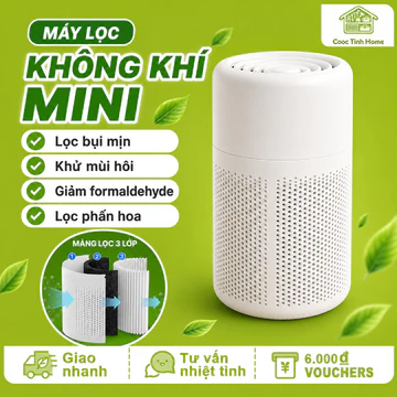 Máy Lọc Không Khí Mini Cao Cấp, Lọc Bụi Mịn Khử Mùi, Diệt Khuẩn Tạo Ion Âm Cho Không Gian Sống Trong Lành
