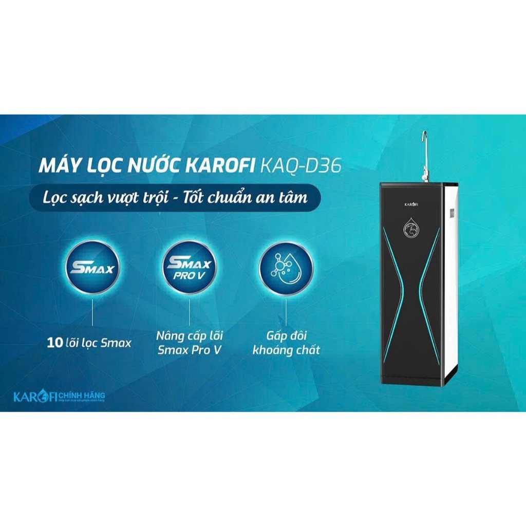 [LIVE - TẶNG BỘ LÕI] KAQ-D36 Máy lọc nước RO Mỹ 10 lõi KAROFI - Cụm lõi Smax hiệu suất cao - Lắp miễn phí | BigBuy360 - bigbuy360.vn