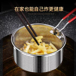 Thép không gỉ 304 Chiên Khoai Tây Chiên Pháp Lọc Dầu Sàng Gà Chiên Giỏ Chiên Mì Luộc Lo Mein Hơi Nước Luộc Lọc GQT