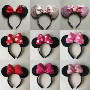 Disney Mickey Headband Sequined Mouse Minnie Bow Headband Sale Germination Phụ kiện Ngày Trẻ em Quà tặng Phim hoạt hình