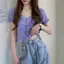 Phong cách Hàn Quốc Slim-fit Slimmer Look All-match Fungus Edge Xếp ly Cổ chữ V ngắn @ -