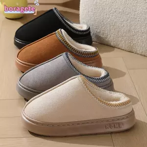 Giày Lông Tơ Ấm Áp BORAGETE, Dép Cotton Chống Trơn Trượt, Im Lặng Mềm Mại Thoải Mái Đáy Dày Dép Đi Trong Nhà Mùa Đông Trong Nhà